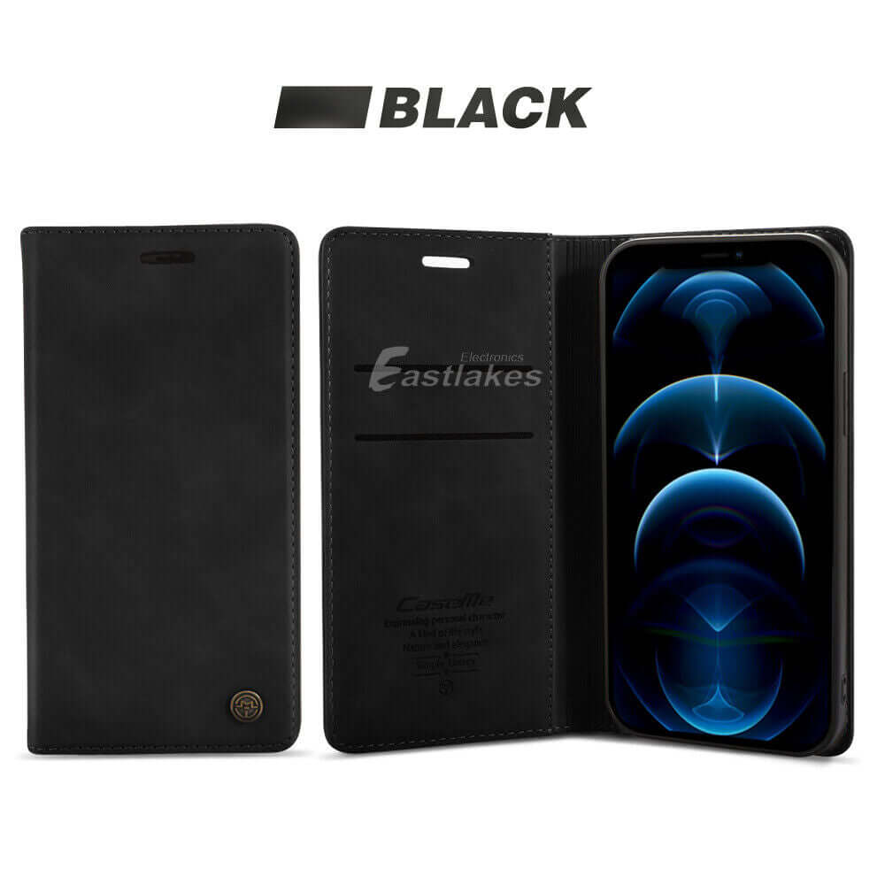 Retro Leather Flip Wallet Card Case Cover For Apple iPhone 15 14 13 12 Pro Max mini
